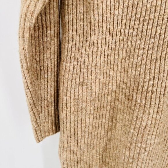 Mango MNG Basics Wool Blend Dress Size M Mock Neck Ribbed Knit  Long Sleeve - Picture 3 of 7